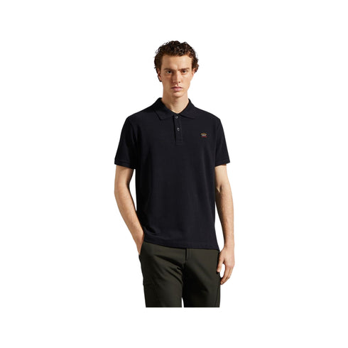 Polo Uomo in cotone piqué con badge Nero PAUL & SHARK- Francavilla Moda